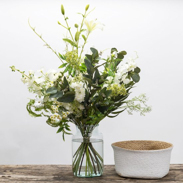 White Nature - Zijden boeket - Zijden bloemen boeket - Boeket - Wit - White - Groot Zijden boeket - L